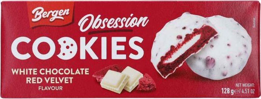 Bergen Obsession Cookies Red Velvet White Chocolate 128g Produktbild 