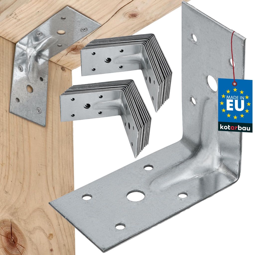 KOTARBAU 25er Set Winkelverbinder Regalwinkel 100x100x55mm Schwerlastwinkel Anschlagwinkel Verstärkter Metallwinkel Bauverbinder Verzinkter Stahl
