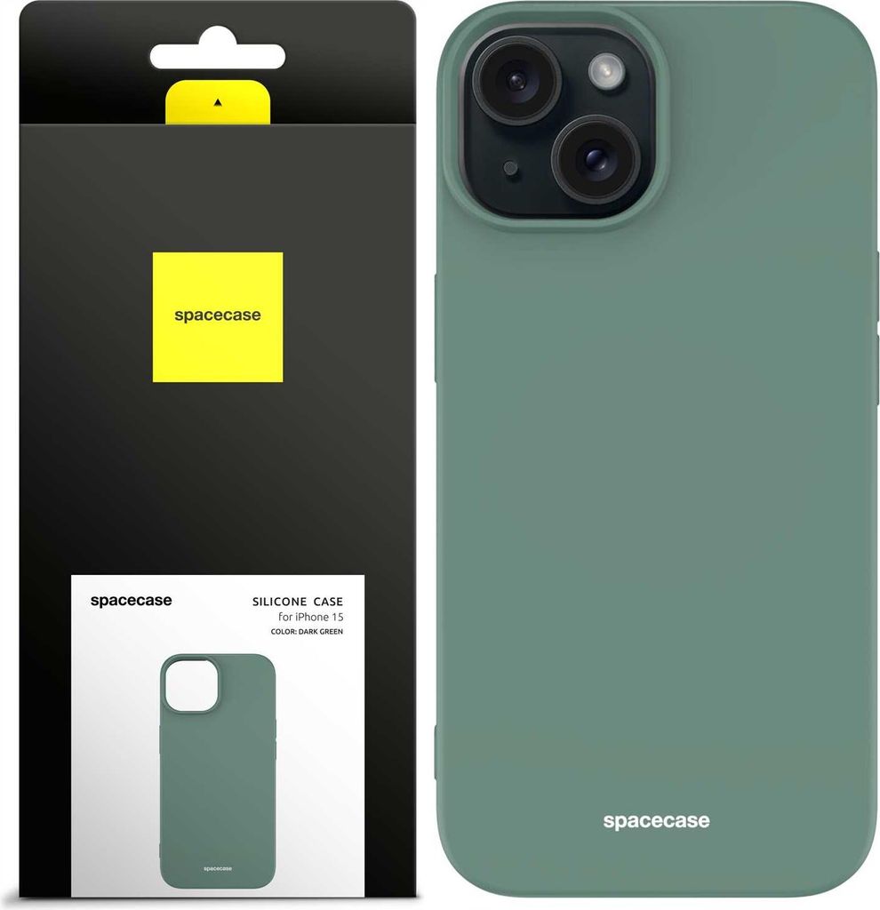 Spacecase Silikonhülle iPhone 15 dunkelgrün