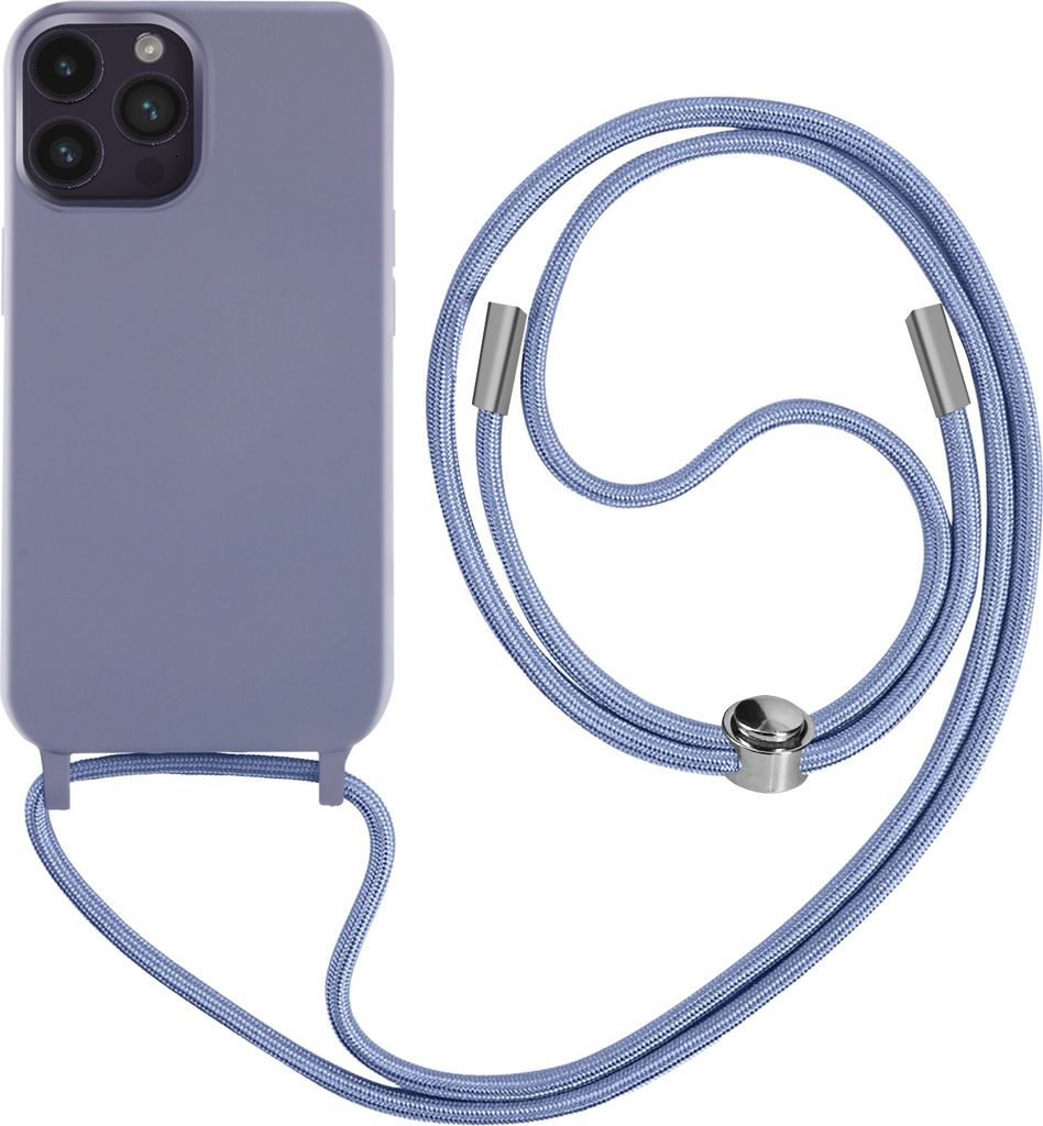 Apple iPhone 14 Pro Schutzhülle mit 80cm langer Nylonkette - Blaulila