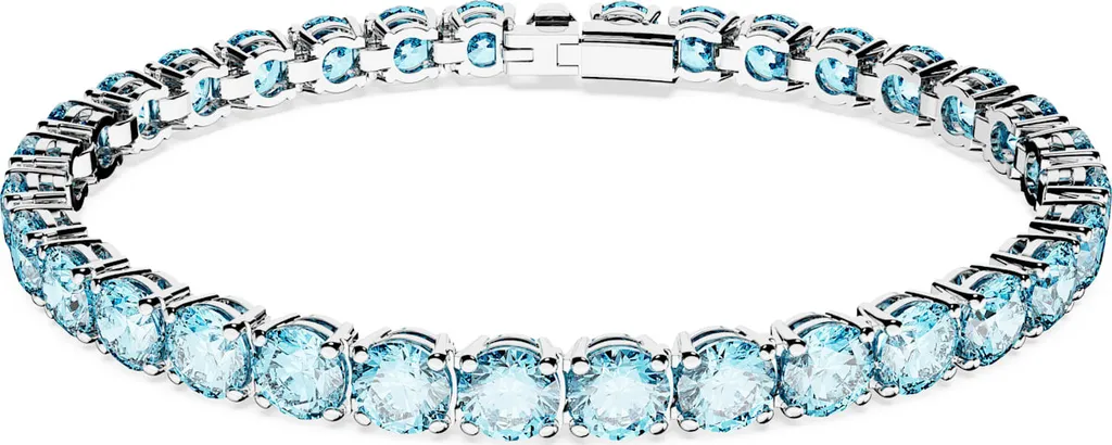 Bracelet Swarovski Matrix Tennis Round-Cut Bleu Rhodium 5648928 - Taille M