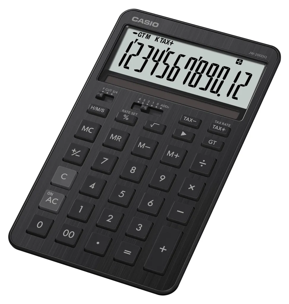 Calculatrice Casio JW-200DQ 12 chiffres fini noir : lisez sans reflets