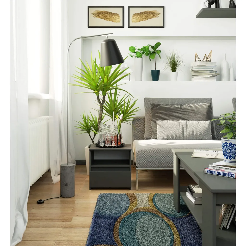 Petite commode buffet gris anthracite avec tiroir de rangement 40cm