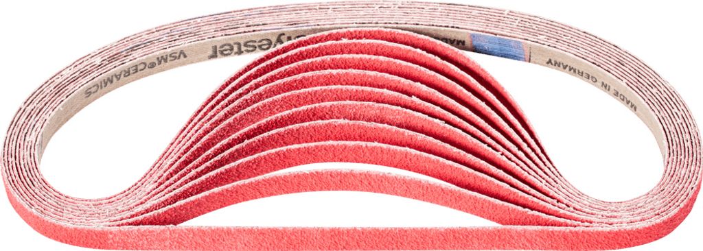 PFERD TOOLS Keramikkorn Schleifband BA 12x610mm CO-COOL60 für Edelstahl-Schliff mit Bandschleifer (100)