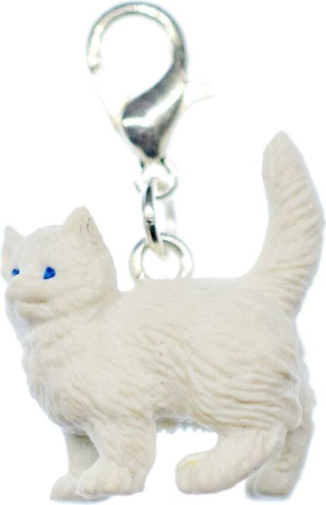 Katze Charm Zipper Pull Anhänger Miniblings Kätzchen Perserkatze Gummi weiß