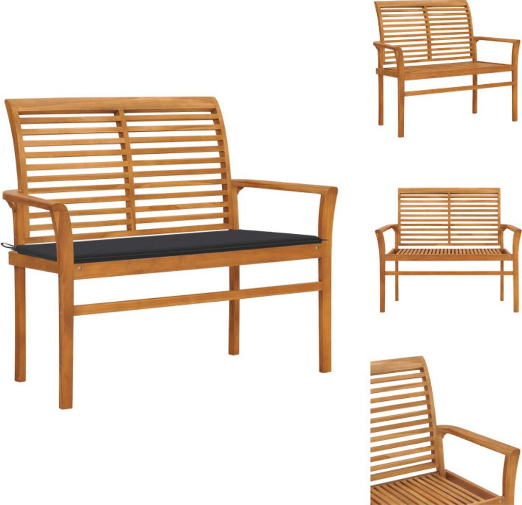vidaXL Gartenbank mit Anthrazit Auflage 112 cm Massivholz Produktbild 