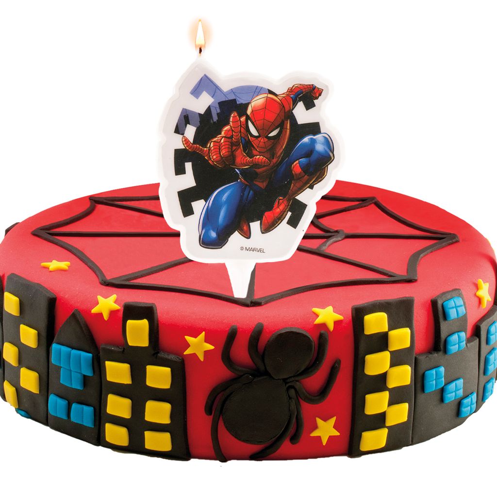 Candela per torta Spiderman 7 cm Immagine del prodotto 