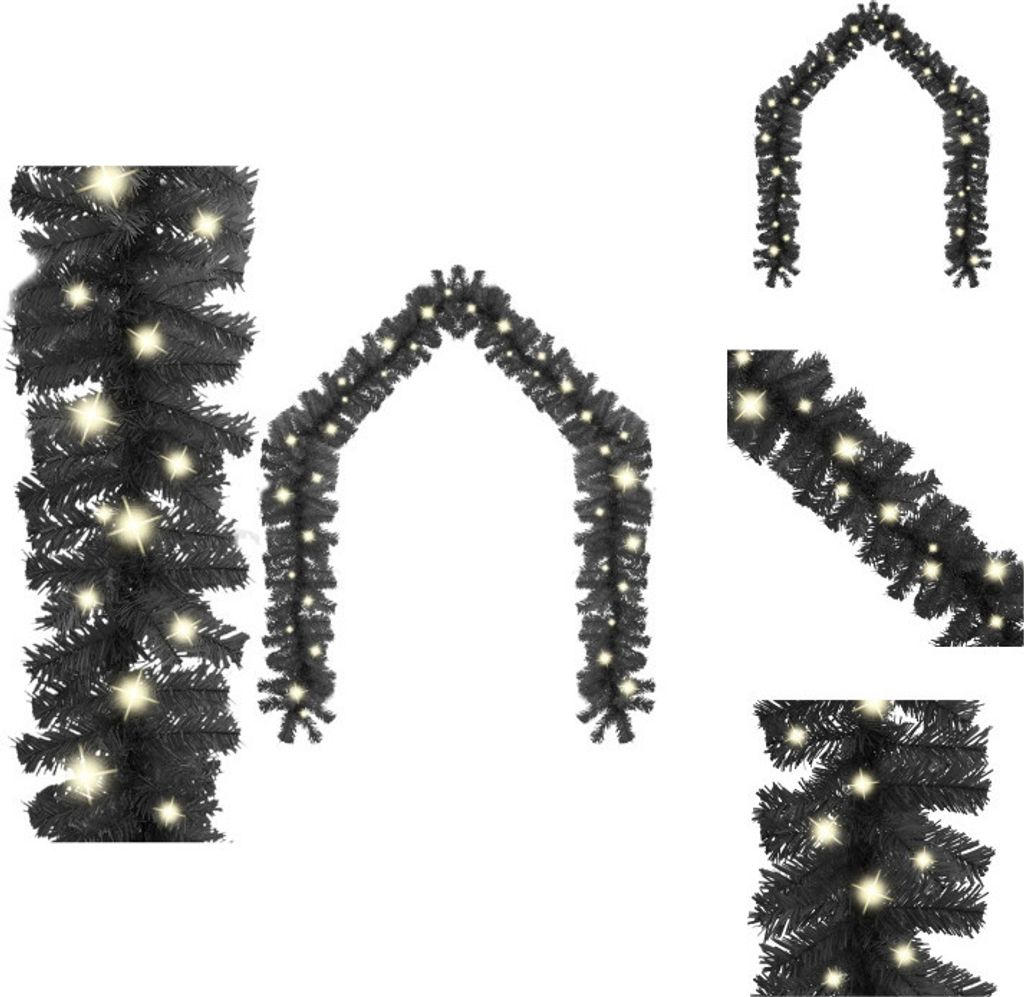vidaXL Weihnachtsgirlande mit LED 20 m Schwarz - Weihnachtsbeleuchtung
