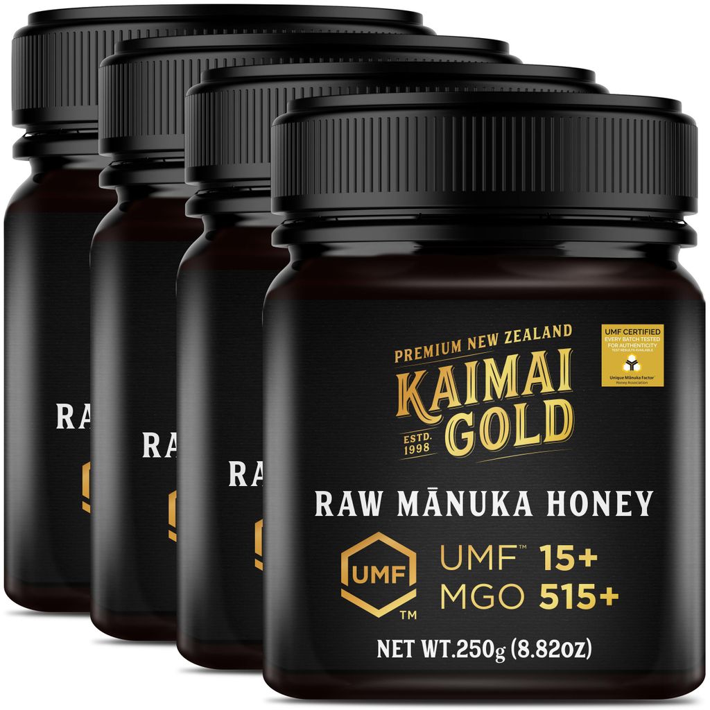 Kaimai Gold MGO 515+ / UMF 15+ Manuka Honig * 4x 250g Premium Monofloral UMF Certified Neuseeland ManukaHonig * 400 420 450 514 550 600 625 633 696