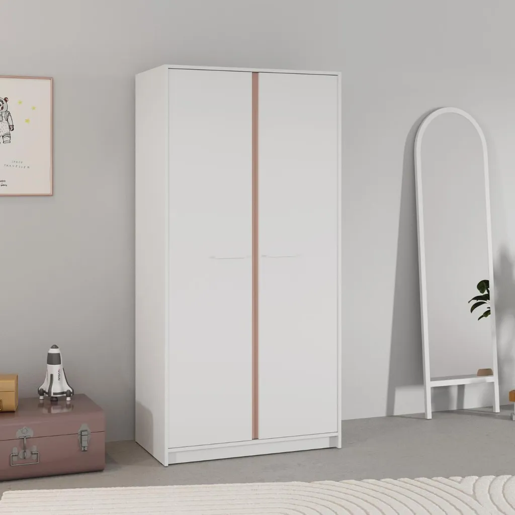 Armoire blanche 2 portes ARLO H180,9 cm : Aménagez votre dressing complet