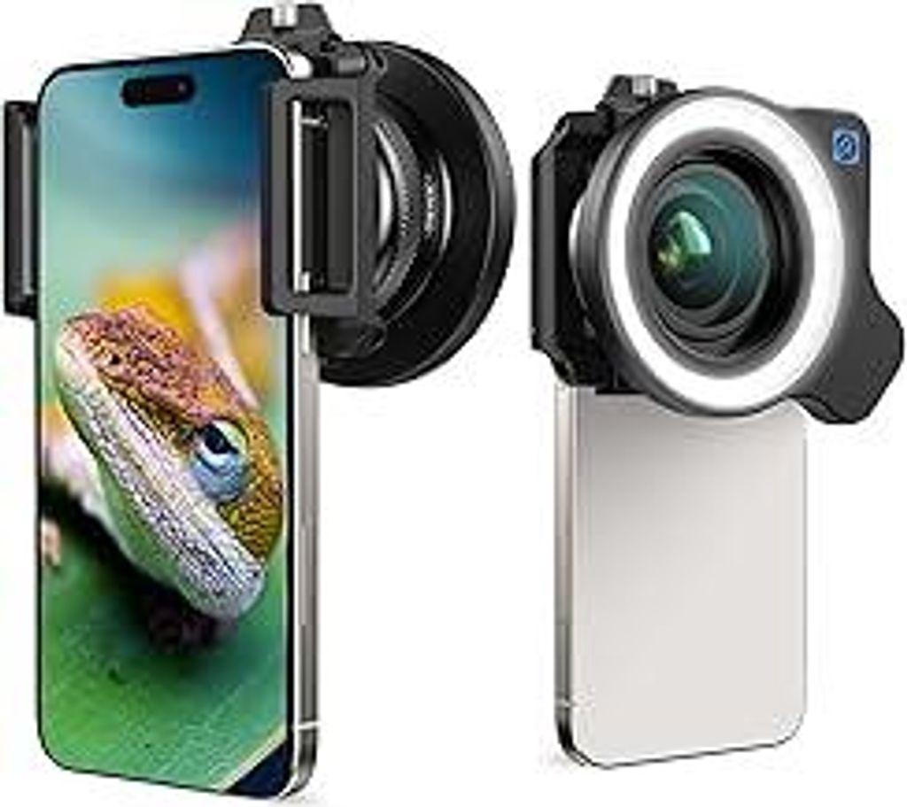 10-20x Zoom-Makroobjektiv-Set mit Fülllicht für Smartphones,Makro-Telefonobjektiv mit universellem Objektivclip,HD-Makrofotografieobjektiv für i...