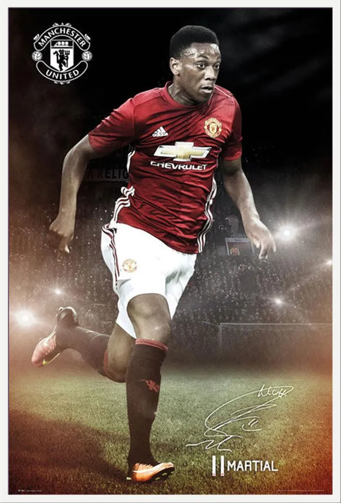Affiche Manchester United Martial 16-17 avec Cadre Shinsuke® Blanc 61x91