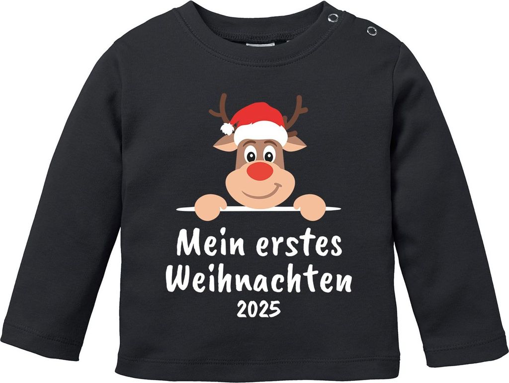 Baby Langarmshirt Mein erstes Weihnachten 2025 Rentier XMAS Outfit Newborn Einjährige Jungen Mädche MoonWorks