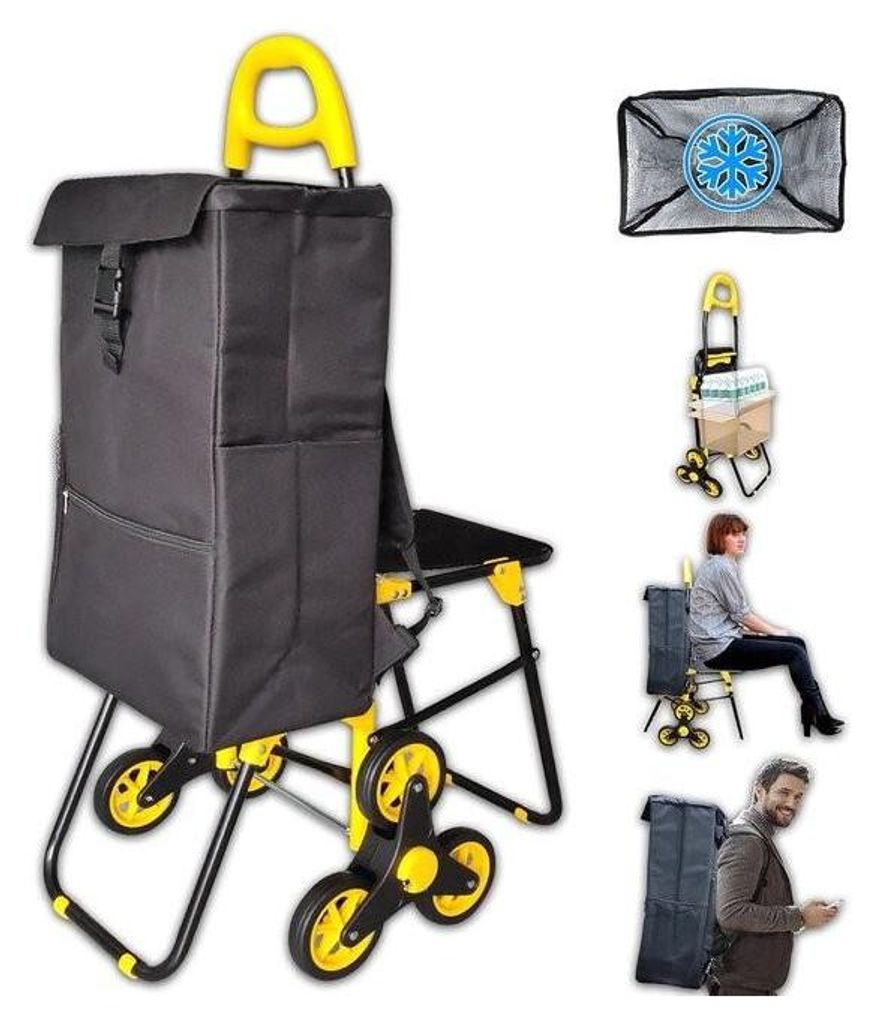 Einkaufswagen Treppensteiger mit Kühlfach und Klappsitz, Produktbild 