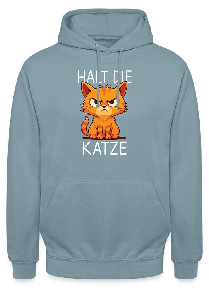 Spreadshirt Halt Die Katze | Wütende Katze Uni Hoodie, XXL, Nebelblau