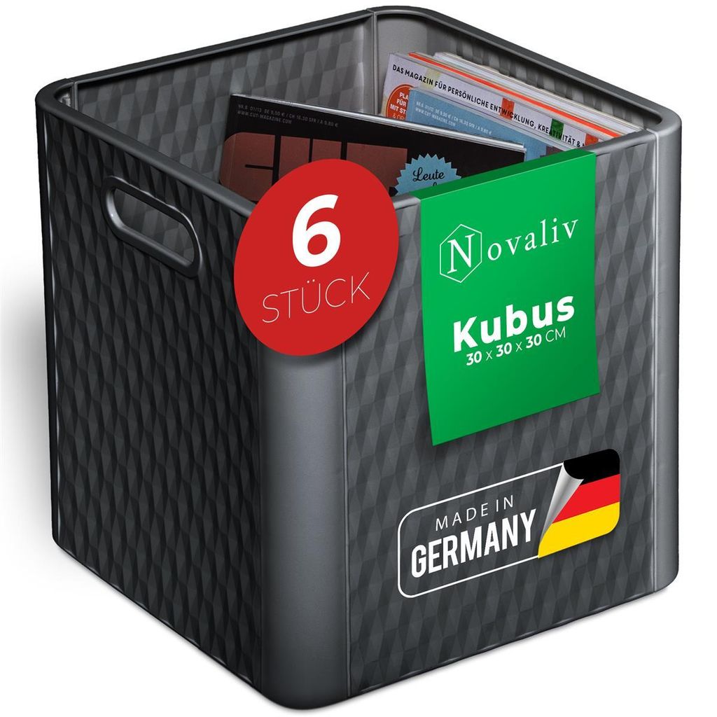 Novaliv 6x Box 30x30x30 cm Kunststoff Boxen für Kallax Regal Körbe 30x30 Aufbewahrungsbox als Schrank Kisten ideal als Kisten für Kallax Regal F...
