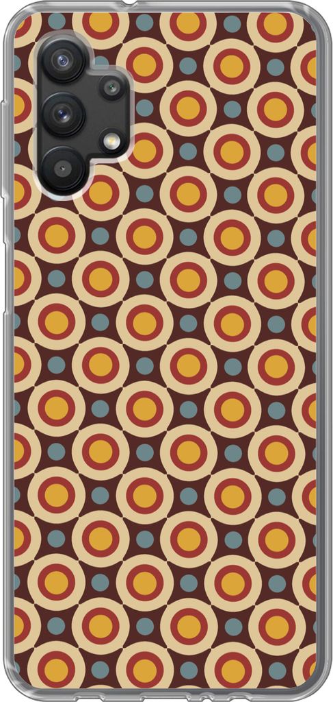 MuchoWow Handyhülle Schutzhülle Hülle für Telefoonhoesje Samsung Galaxy A32 5G Retro - Vintage - Design - Kreis Silikon Softcase Handy Hülle...