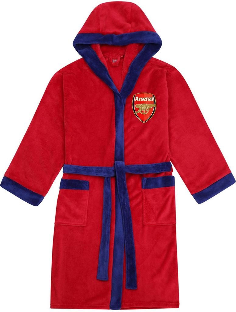 Arsenal FC - Morgenmantel für Herren, Kontrast-Besatz, Fleece GF1012 (XL) (Rot)