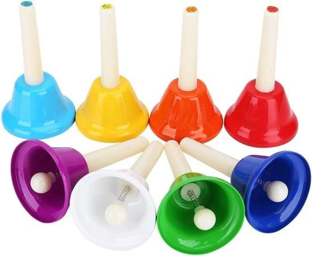 Set de cloches musicales à main diatoniques en métal de 8 notes Do-Do