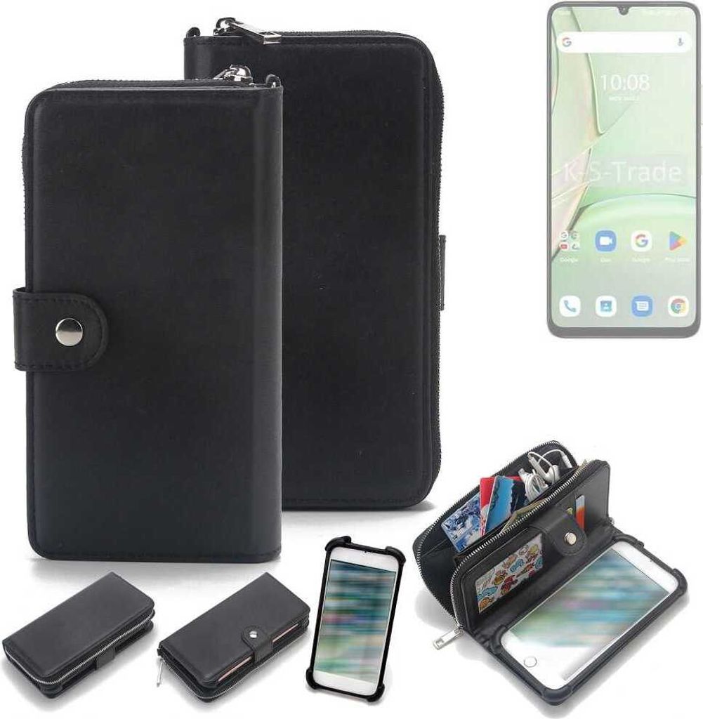 K-S-Trade 2in1 Handyhülle Schutzhülle kompatibel mit UMIDIGI G9C & Portemonnee Cover Handy Hülle Case Etui Geldbörse Wallet Bookstyle Hülle