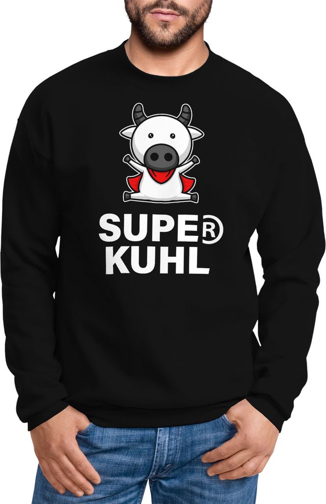 Sweatshirt Herren Super Kuhl Kuh Rundhals-Pullover Moonworks schwarz XL