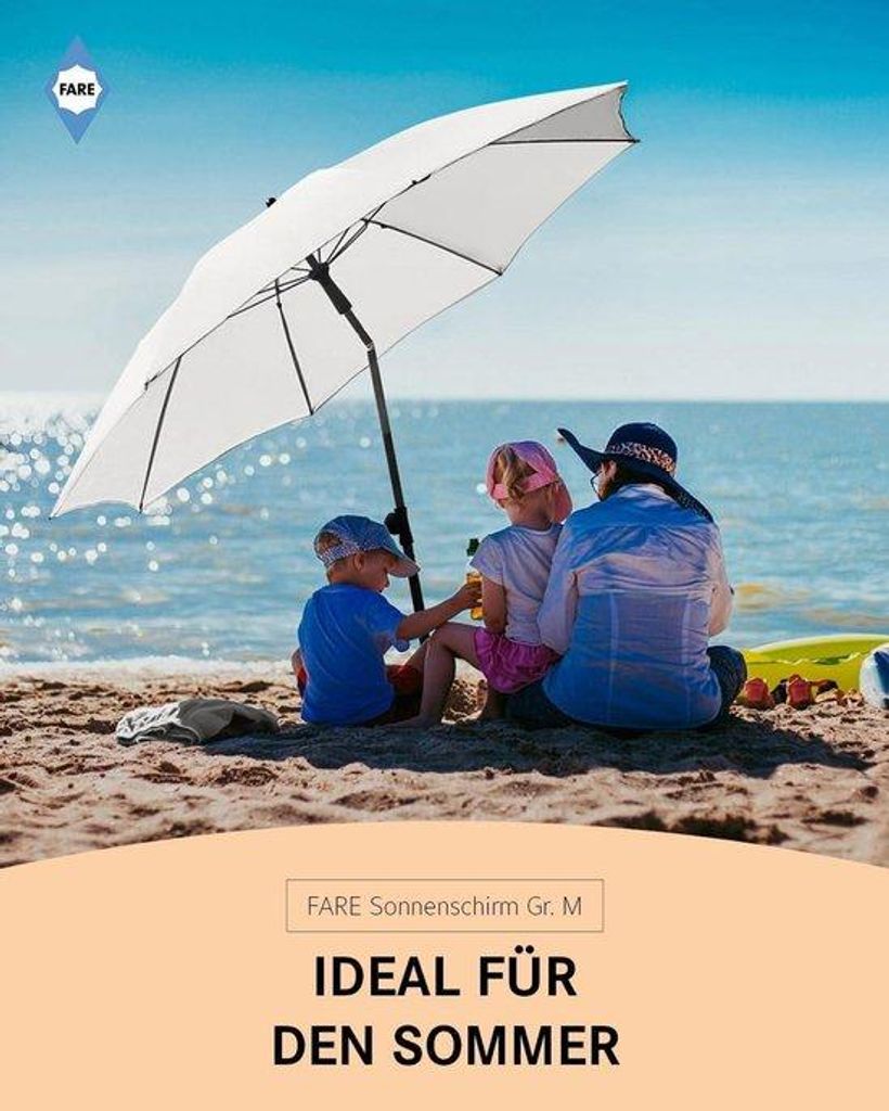 Sonnenschirm 50+ UV-Schutz 180cm weiß Titan für Terrasse