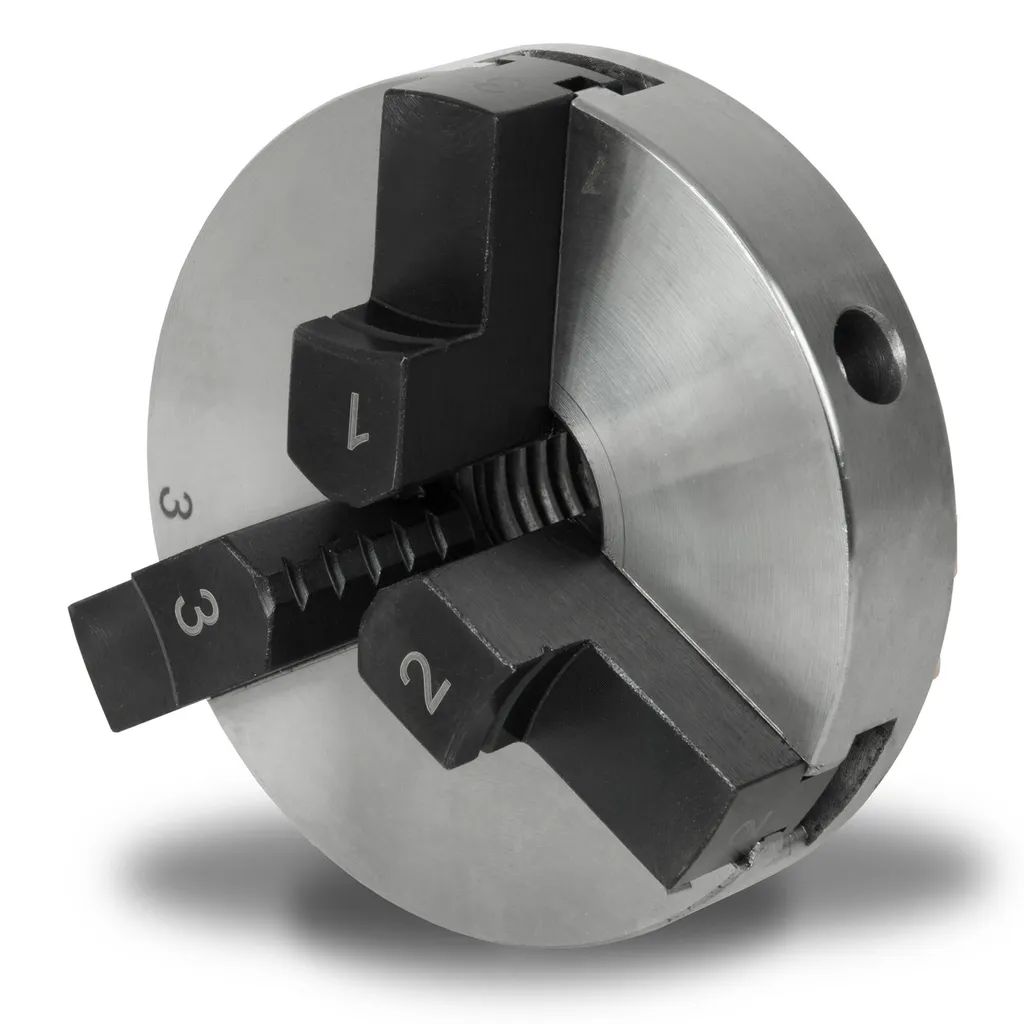 Mandrino a tre griffe EBERTH con diametro di 80 mm, mandrino a 3 griffe da 3" Autocentrante, filettatura di collegamento 1" -8 TPI, incluso utensile di serraggio