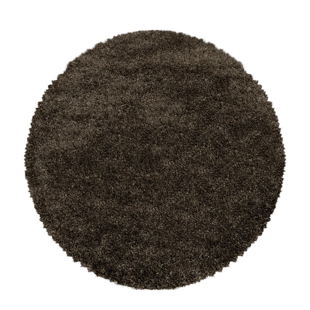 Hochflor Teppich FLUFFY Braun 120 cm Rund