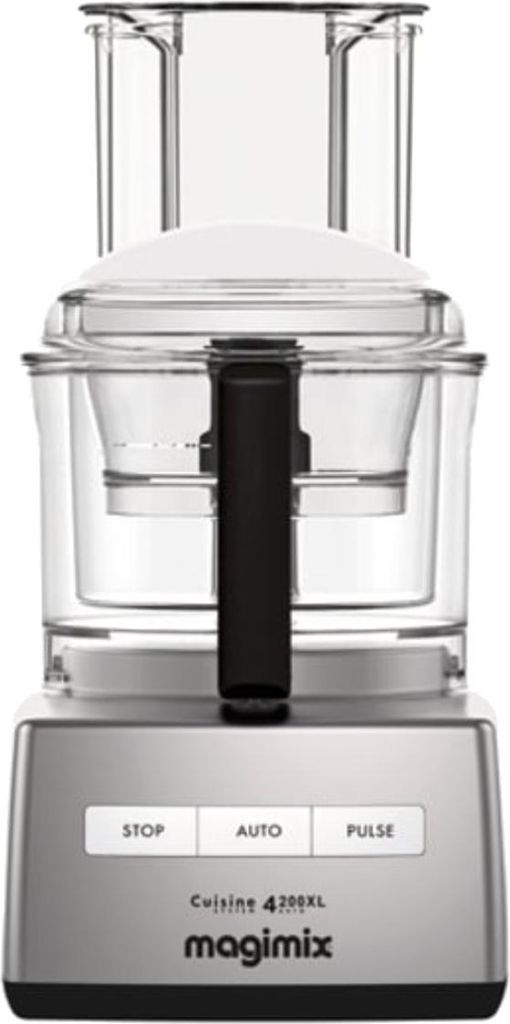 A front-on studio shot of a Magimix food processor.