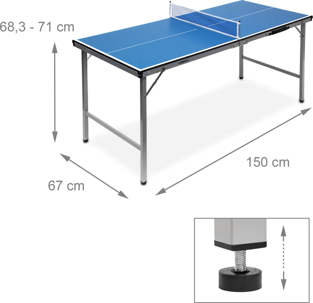 Relaxdays Table de ping-pong pliable - Mini table de tennis bleue compacte