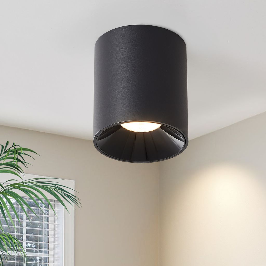 ZMH LED Deckenleuchte 1ER Aufputz 7W Deckenspots Warmweiß Aufbauspot Schwarz Aufbaustrahler Rund Deckenstrahler Klein für Küche Wohnzimmer Esszi...