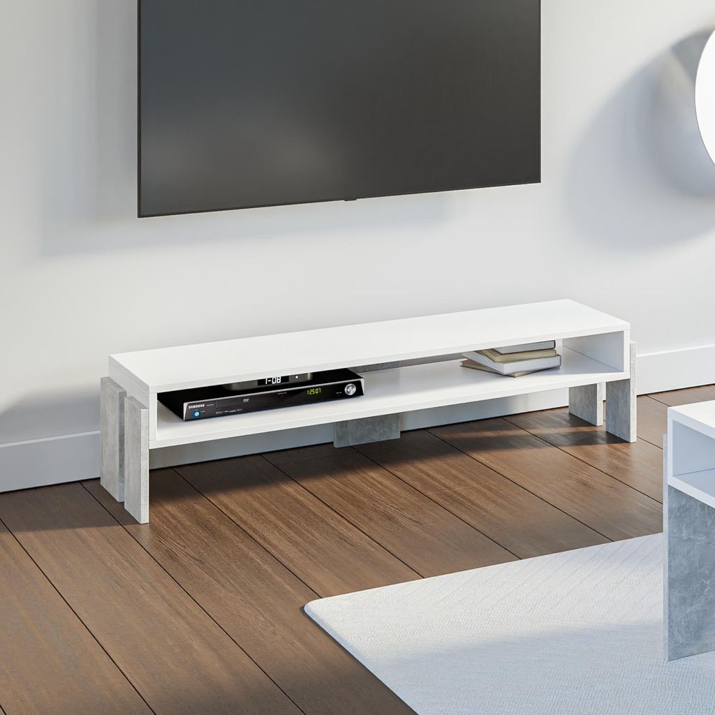 PROROOM FURNITURE TV-Schrank Weißer Stein UMBA 120x35x30 cm - Skandinavischer Stil