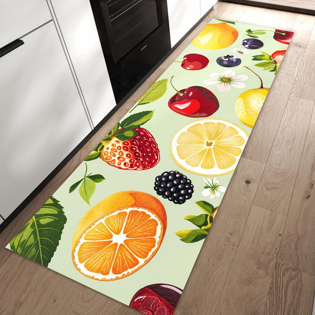Küchenteppich 60x90cm rutschfest & abwischbar PVC Läufer - Fruchtmix