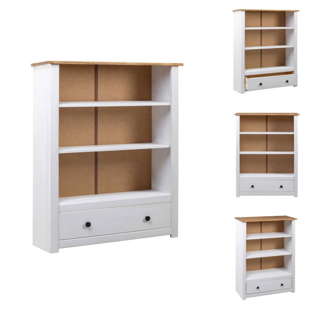vidaXL Bücherregal Weiß 80 x 35 x 110 cm Massivholz Panama-Kiefer - Bücherregale & Bücherschränke