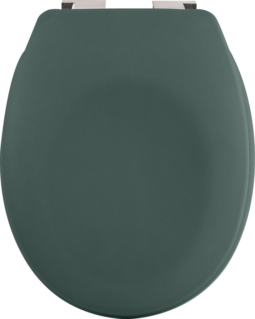 A dark green toilet seat is shown from a top-down view against a white background.
