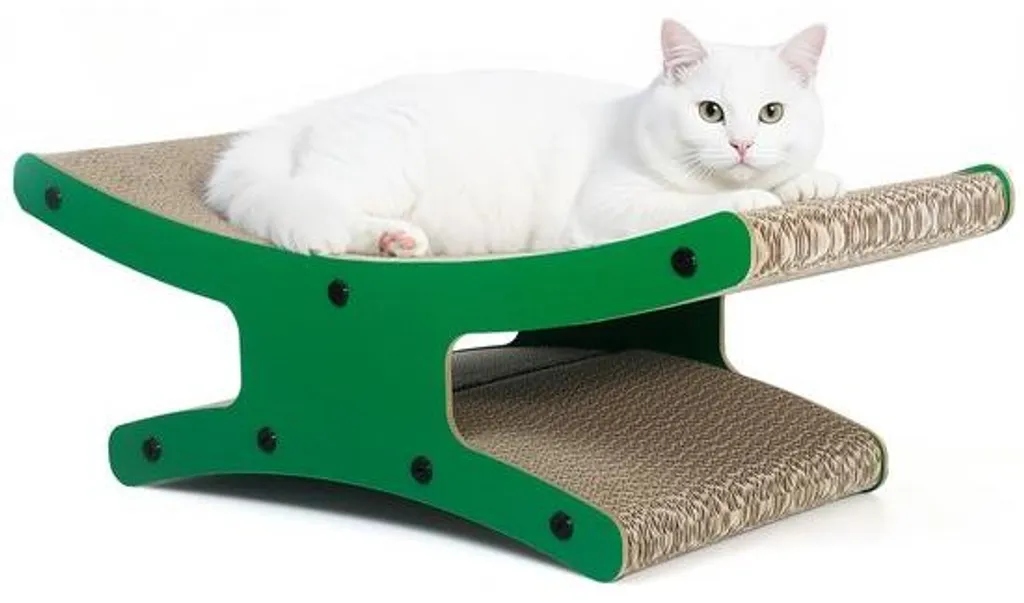 Arbre à chat XL pour petit espace - Panier et griffoir double face Vert