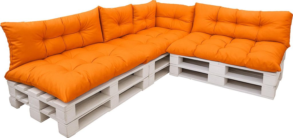 Palettenkissen Set 7-teilig Orange – Sitzkissen 120×50 cm & Rückenkissen 120×40 cm für Palettensofa, Lounge & Gartenmöbel palettenkissen ou...