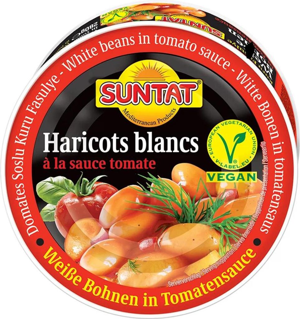 SUNTAT Weiße Bohnen in Tomatensoße vegan 280g Produktbild 