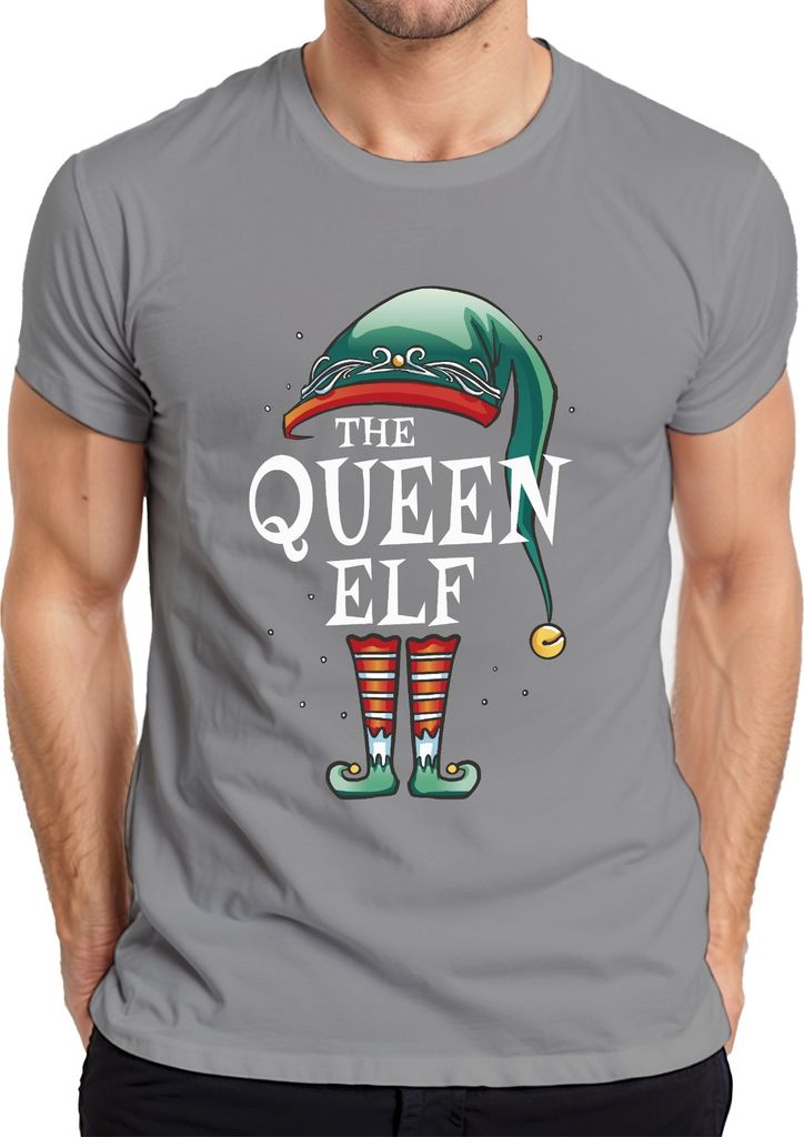 Queen Elf Weihnachten Partnerkostüm - Weihnachtsgeschenk Christmas Herren T-Shirt, Grau, 3XL