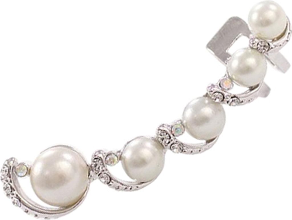 1 Stück Damen-Ohrclip-Ohrring mit Strass-Kunstperle für das linke Ohr-Silber