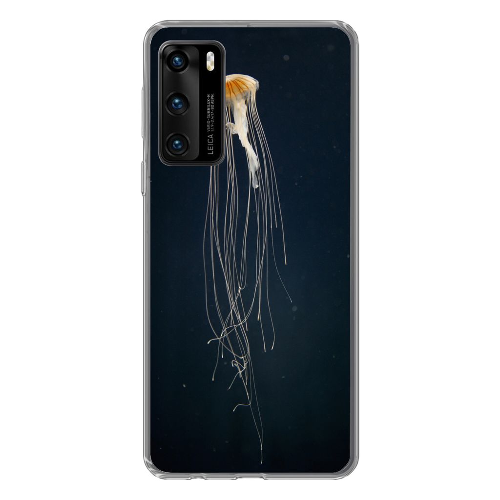 MuchoWow Handyhülle Schutzhülle Hülle für Huawei P40 Qualle - Meerestier - Tentakel Silikon Softcase Handy Hülle - Handytasche