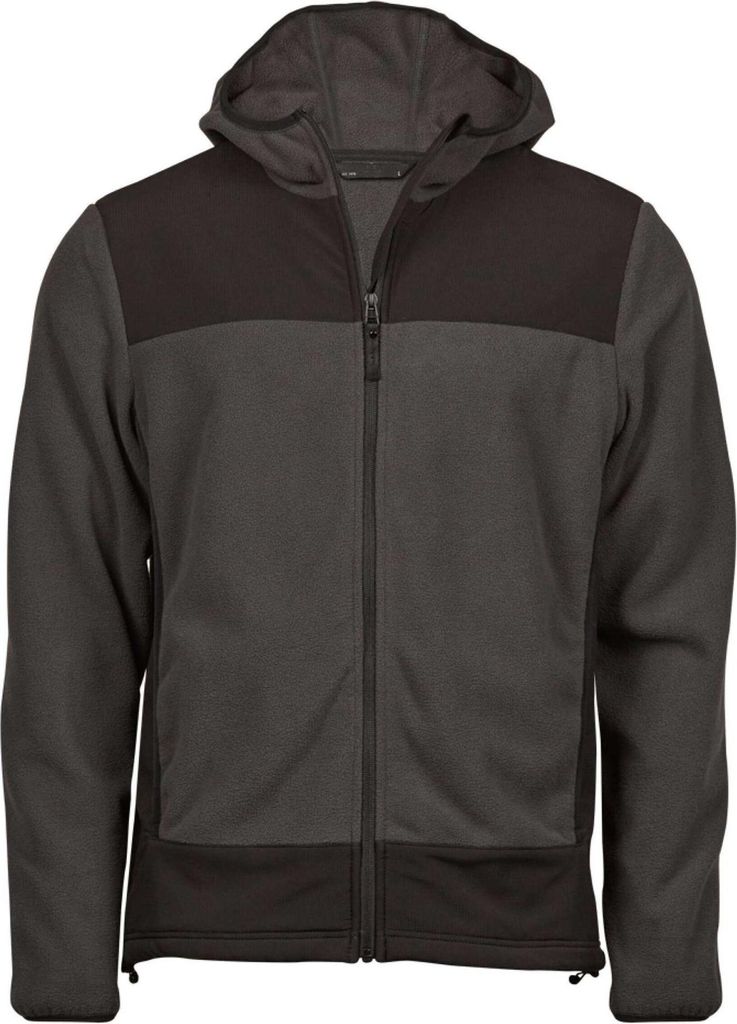 Tee Jays - "Mountain" Fleecejacke für Herren, mit Kapuze BC7301 (XXL) (Asphaltgrau/Schwarz)