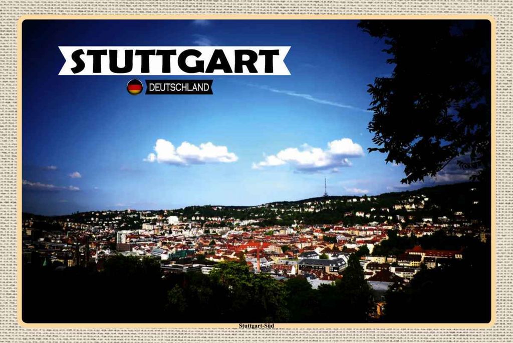 vianmo Holzschild 20x30 cm Ausblick auf Stuttgart Süd Bildmotiv Reisemotiv Abenteuer Reisen