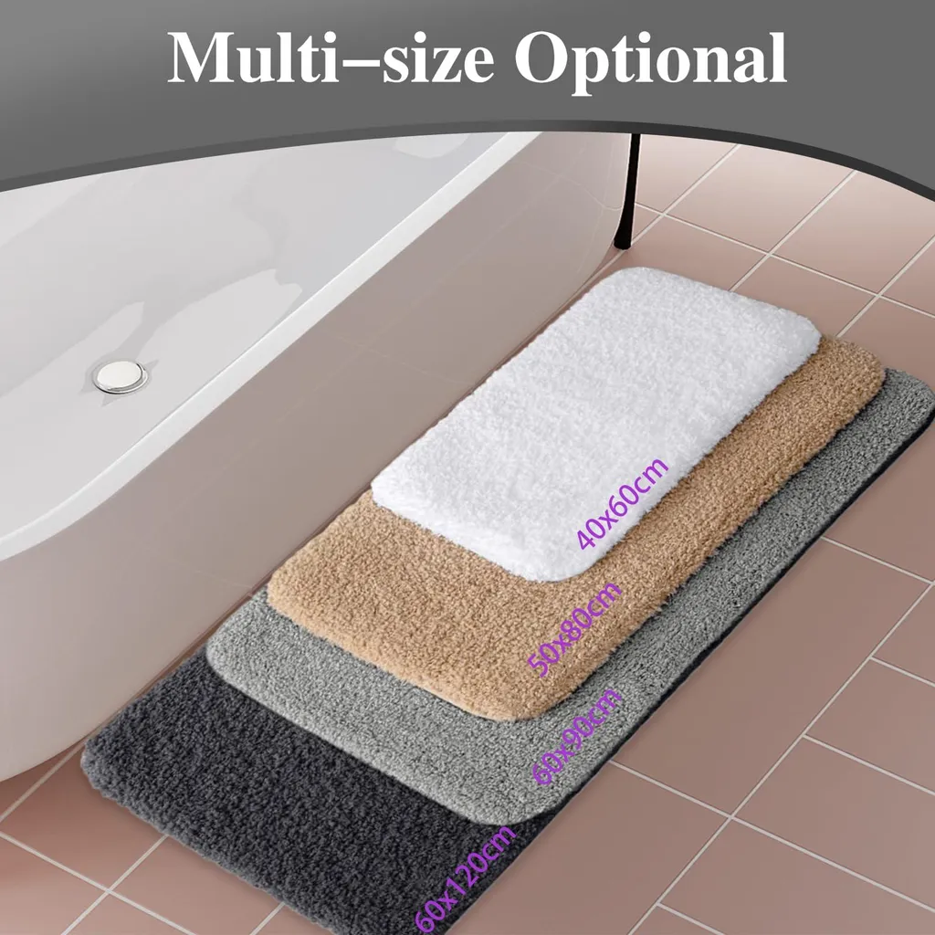Tapis de bain ultra-absorbant 60x90 cm - Microfibre - Gris - 2