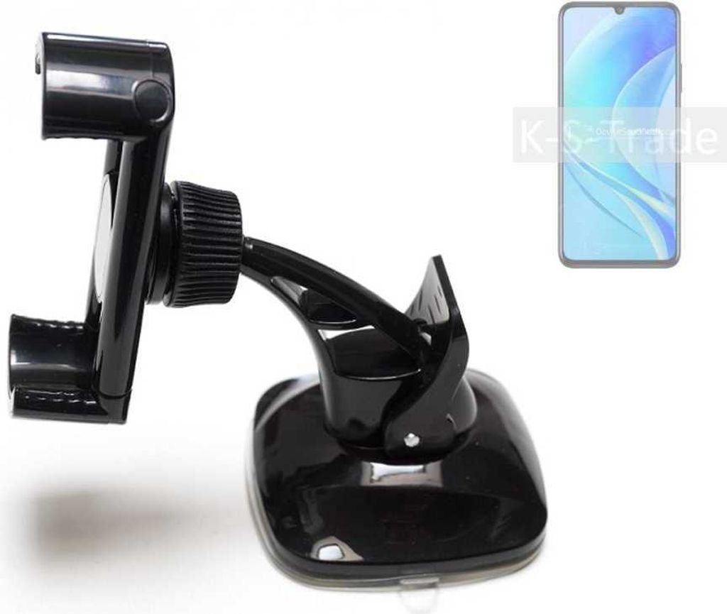 K-S-Trade kompakte Handy-Halterung Windschutzscheibe kompatibel mit Huawei nova Y70 Plus Armaturenbrett schwarz Autohalterung KFZ Halter
