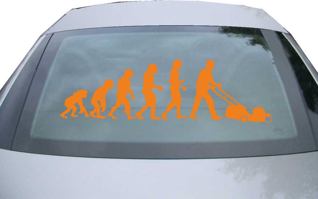 Indigos UG - Aufkleber Heckscheibe & Motorklappe DE7133 - orange - 600x180 mm - Evolution Rasenmäher - Auto Scheiben Fenster Heckklappe Tuning Rac...
