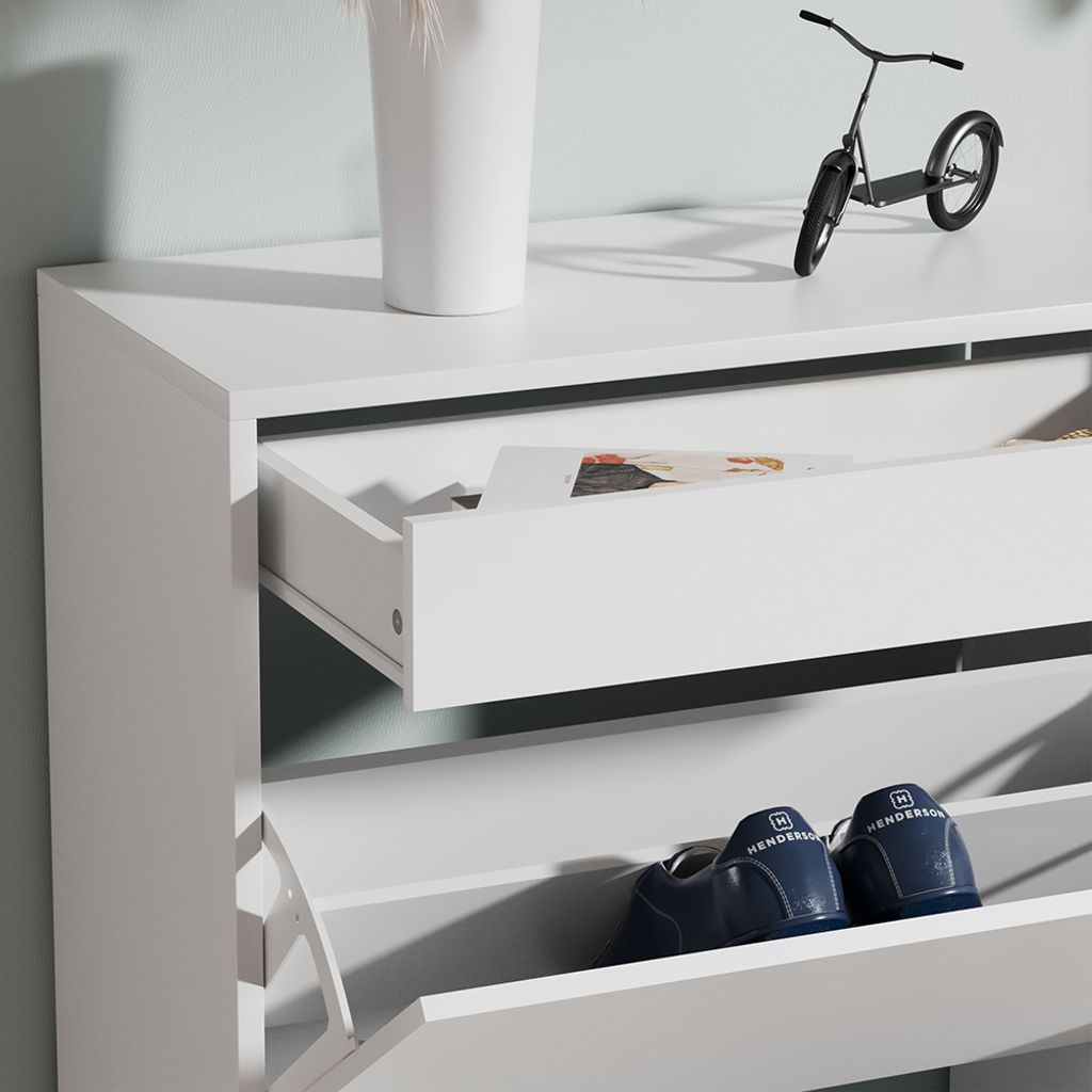 Vicco Schuhschrank Ivo, 90 x 181.5 cm mit 3 Fächern, 1 Schublade, Weiß