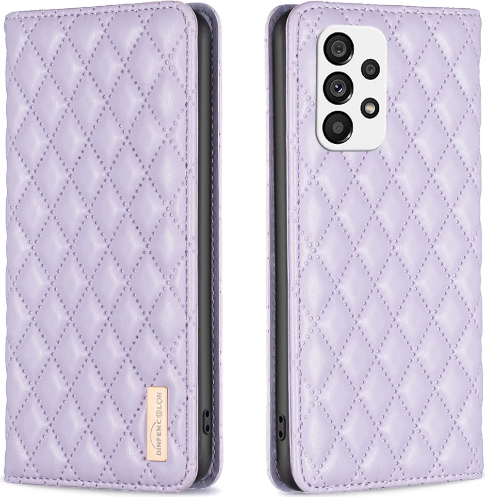 Custodia Elegante Samsung A73 5G Viola: Il Portafoglio Chic in Pelle
