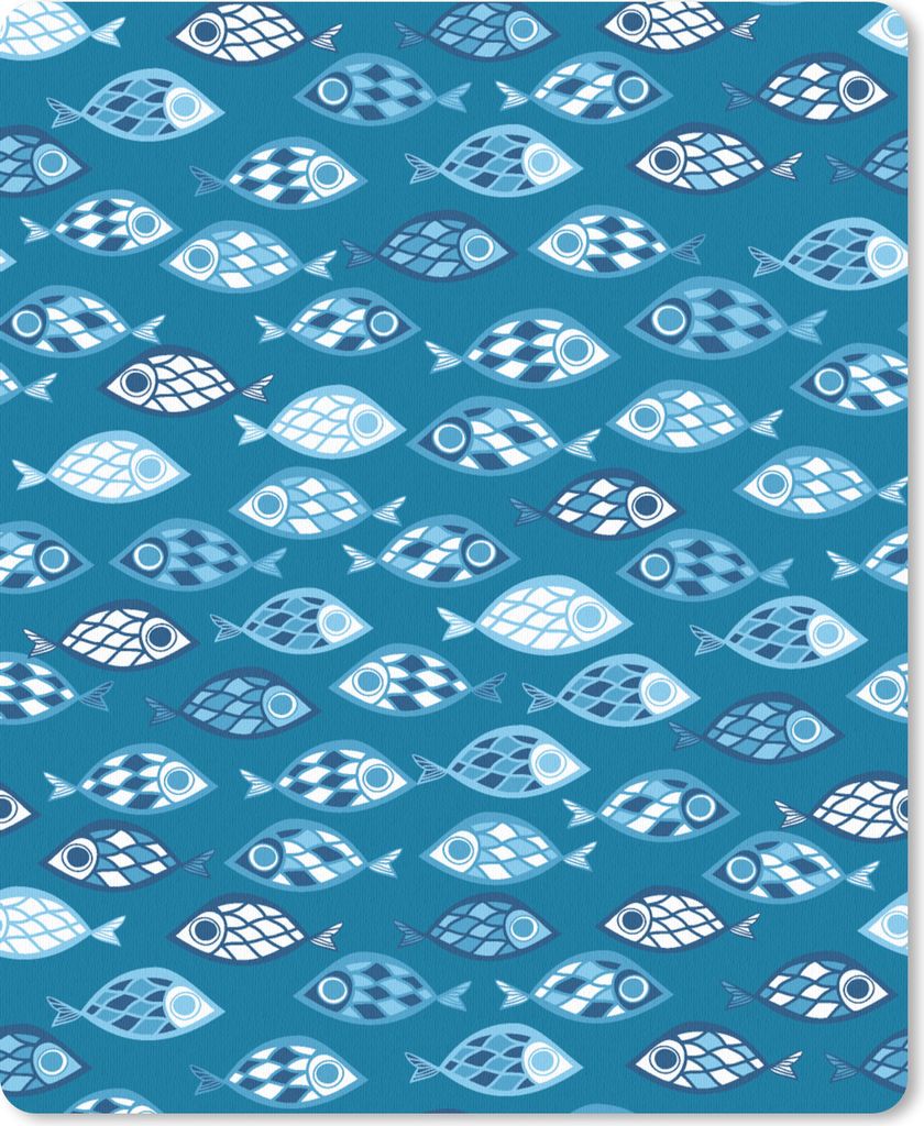MuchoWow Mauspad Mousepad Fisch - Blau - Muster 19x23 cm - Mousepads - Maus Mat - Pad - Mausunterlage - Mauspads - Spielen