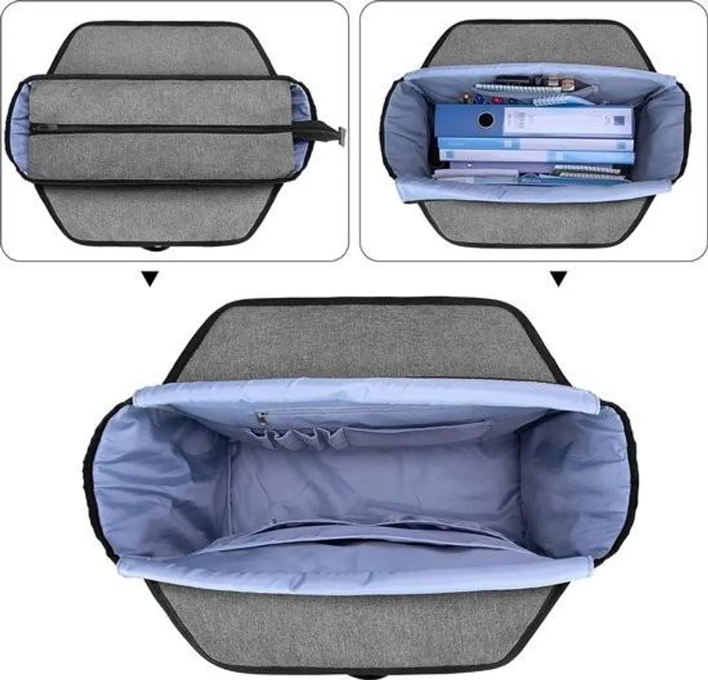Sac pour enseignants gris avec compartiments pour ordinateur et classeurs - 3